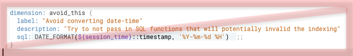 Anti-pattern showing transformation within a dimension in Looker